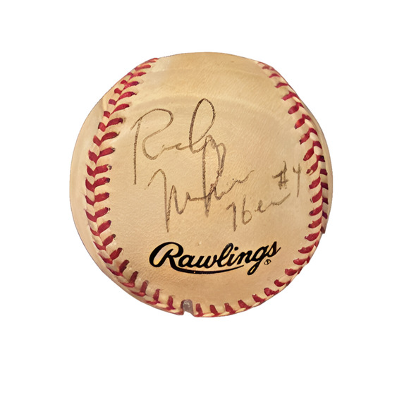 RICK MAHORN SIGNED AUTOGRAPHED Baseball PISTONS HAWKS - Picture 1 of 8